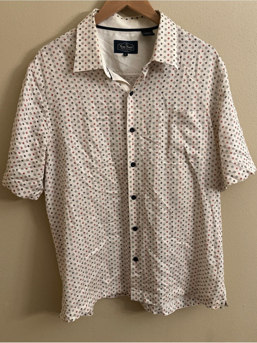 Nat Nast Mens Shirt Button Down Size Large Silk Blend *Read Flaw*